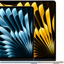 Dos MacBook Air que muestran la diferencia de tamaño de la pantalla: 13,6 y 15,3 pulgadas (en diagonal)