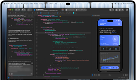 MacBook Pro con monitor PROLED XDR, color negro espacial, la pantalla muestra Xcode