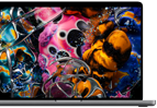 MacBook Pro con pantalla PROLED XDR, tapa abierta, color plata, la pantalla muestra una imagen detallada con un alto contraste y colores vivos