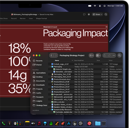 Pantalla de un MacBook Pro que muestra la creación de una presentación en PowerPoint