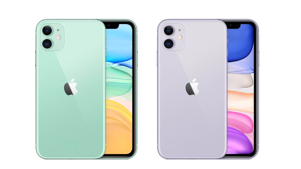 iPhone 11 verde y malva