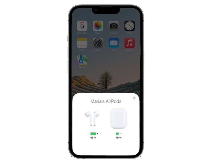 Ver nivel batería de los AirPods